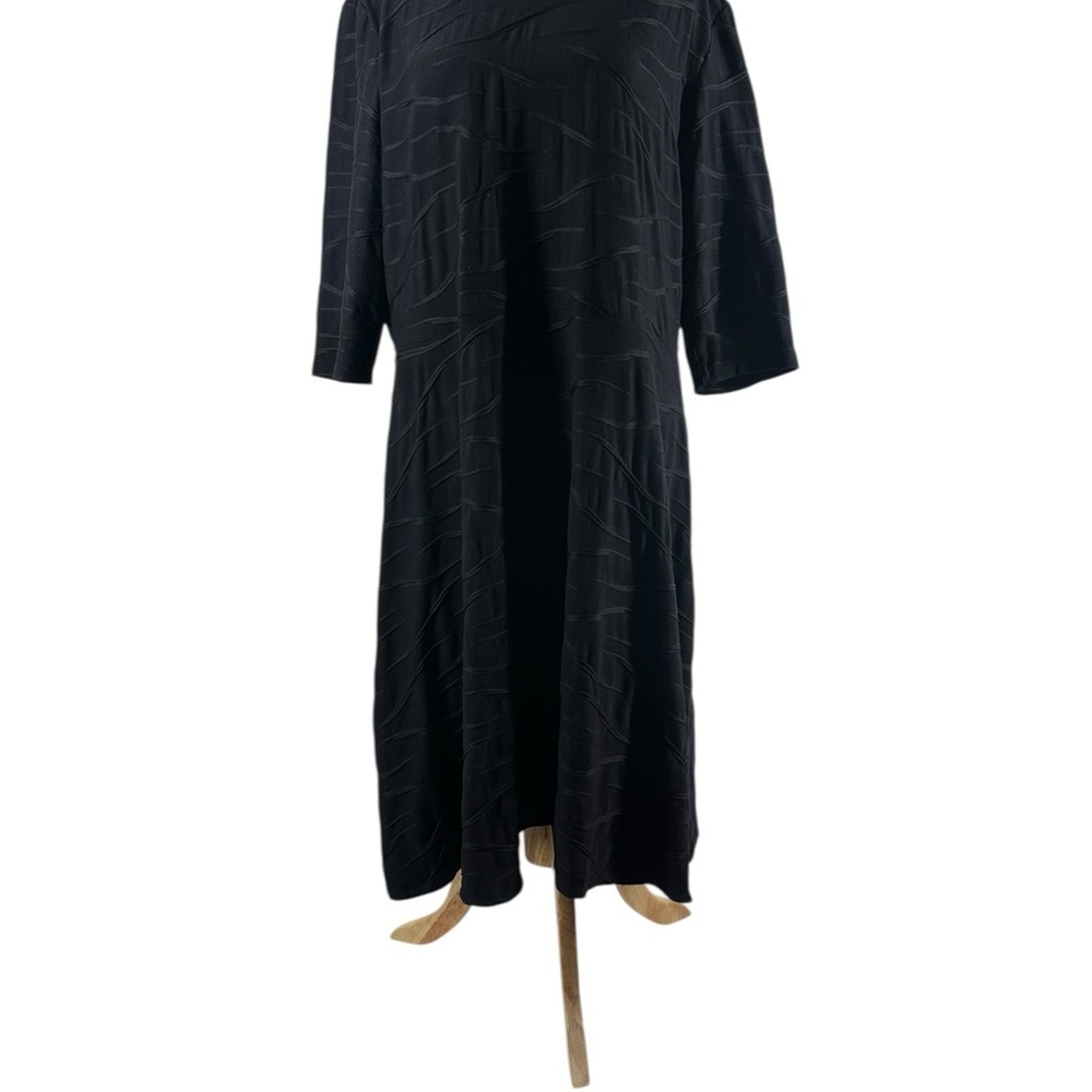 Joseph Ribkoff dress knee length Aline abstract dark blue wedding career sz 18 - Picture 8 of 12